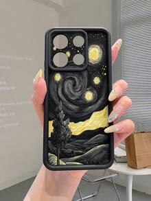 1 件奢华深色漩涡空间设计黑色陶瓷镜头保护防撞厚手机壳，兼容 16/Redmi/Infinix/Vivo/OPPO 防水防震防摔防刮 - 黑色 - 查看 7