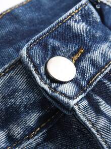 Summer Men's Vintage Washed Denim Shorts - Blue - View 7