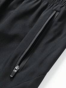 Tween Boy 户外运动 弹性腰部透气运动短裤，夏季 - 黑色 - 查看 5