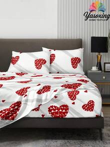 Bộ 4 tấm ga trải giường họa tiết trái tim đỏ trắng dễ chăm sóc bằng vải sợi nhỏ mềm mại Bộ ga trải giường vừa vặn có họa tiết hoa (1 tấm ga trải giường phẳng + 1 tấm ga trải giường vừa vặn + 2 vỏ gối) Bộ ga trải giường vừa vặn cho giường King Queen Full TWIN Kích thước túi sâu lên đến 11,8 inch Vỏ gối, mềm mại, thoáng khí, không nhăn, tốt hơn cho giấc ngủ, phong cách khách sạn sang trọng, quà tặng cho bố mẹ bạn bè Bộ đồ giường ký túc xá Bộ đồ giường cho trường học trở lại - Đỏ và trắng - Xem 6