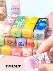 1 Piece/3 Pieces/5 Pieces Of Fun Jelly-Shaped Pencil Erasers, Convenient To Use, Suitable For Random Items In The Office, Parties, School Stationery, Erasers, Office Supplies, Pencils, Back-To-School Supplies, Back-To-School Season, Easter Back-To-School Supplies, Easter Gifts, Christmas, Halloween Must-Have Teacher Stationery, Gifts, Suitable For Graduation Season, Independence Day, Back-To-School Season, Soft Labels