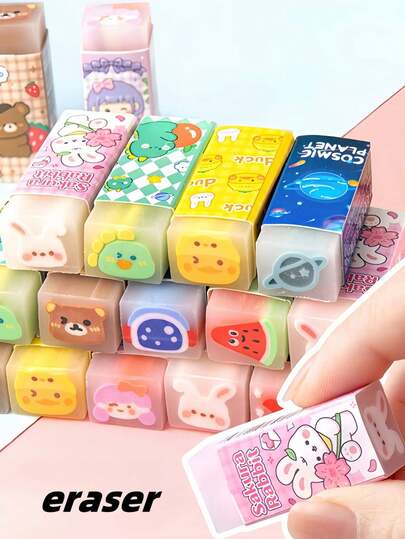 1 件/3 件/5 件有趣的果冻形铅笔橡皮擦，使用方便，适用于办公室随机物品，派对，学校文具，橡皮擦，办公用品，铅笔，返校用品，返校季，复活节返校用品，复活节礼物，圣诞节，万圣节必备教师文具，礼物，适合毕业季，独立日，返校季，软标签