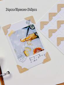 120pcs/5sheets Vintage Cow Leather Paper Stickers, For Album Fixing Frame Decoration, Scrapbooking, Picture Protection Decoration, Photo Album Corners, Photo DIY Accessories, Suitable For Halloween And Christmas Photo Collection - Black - View 13