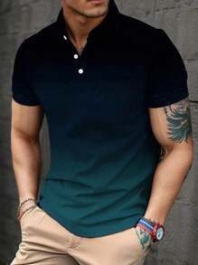Herren Poloshirt mit Farbverlauf Muster, atmungsaktiv, Kurzarm