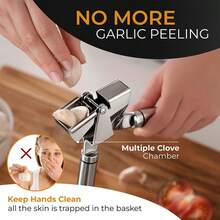 ORBLUE Garlic Press Stainless Steel - Premium Professional Grade Garlic Mincer, Crusher & Peeler Set - Easy Clean, Dishwasher Safe & Rust-Proof - 鉻合金 - 查看 5