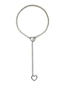 1pc Fashionable And Versatile Hollow Out Peach Heart Alloy Silver Necklace With Simple Style For Couples, Men And Women, Metal Silver Pendant Necklace Suitable For Gift Giving And Daily Wear - Bạc - Xem 5