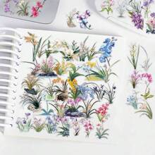 50pcs Orchid Flower Sticker Set For Decorating Luggage, Graffiti, Skateboards, Helmets, Laptops, Phone Cases, Self-Adhesive PET Stickers School Supplies,Back To School