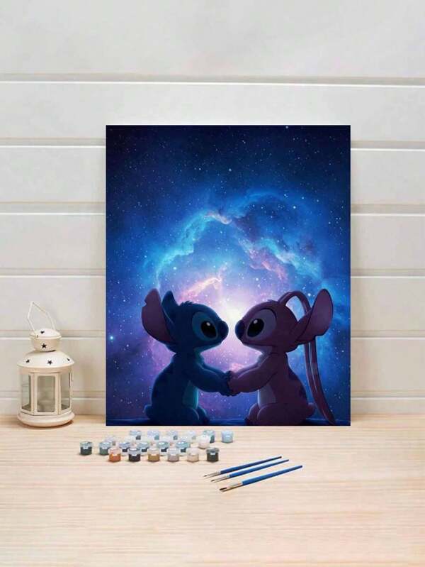 Disney Stitch And Angel Themed DIY Digital Oil Painting Kit, 1 Set. Adult Craft, Unframed Art Oil Painting Set For Bedroom Decor And Wall Art. Simple And Fun Painting Method Without Painting Foundation, Fulfill Your Artist Dream And Immerse Yourself In The Colorful World, Each Stroke Is Self-Expression, Adds Romanticism To Life. Best Gift For Family And Friends, Holiday Gift, 40*50CM
