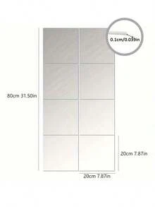 4/8/16片装亚克力方形镜DIY装饰镜，现代风格银色自粘可移除装饰墙贴，适用于客厅、餐厅、卧室、浴室、派对装饰、节日装饰贴纸