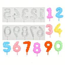 2pcs Silicone Number 0-9 3D Embossed Fondant Chocolate Mold, Birthday Cake Decorating DIY Baking Handmade Crafts For Home Decoration And Gift Decor