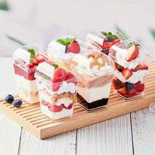 100/50/40/30/20/10 قطعة أكواب حلويات، أطباق صغيرة شفافة، أكواب موس مغطاة وغير مغطاة لتيراميسو وكعك، مناسبة للحلوى الهلامية والموس والوجبات الخفيفة ،إمدادات حفلات، أوعية طعام