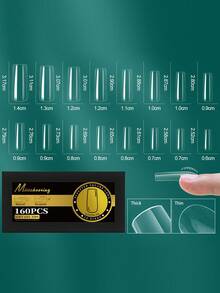 160片-320片热销透明假指甲美甲拱形指甲半磨砂美甲无痕假指甲 - 無色 - 查看 21