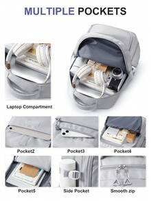 时尚百搭纯色笔记本电脑工作背包，适合 14-15.6 英寸笔记本电脑，男女皆宜，防水校园背包，适合高中和大学，25L 大容量旅行单肩包，防水商务通勤背包，多口袋功能背包，青少年笔记本电脑书包，轻便背包，时尚休闲背包，带衬垫肩带