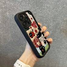Cute Cat Pattern Phone Case, Anti-Drop Cellphone Protective Case, Total Protective Shockproof Mobile Phone Cover For IPhone 11 12 13 14 15 16 Series - 黑色 - 查看 3