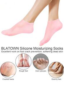 4pcs Moisturizing Gloves & Socks Set, Silicone Gel Therapy Socks For Dry Skin, Silicone Gel Heel Socks Anti-Slip, For Foot Softening, Calluses, Foot Care After Pedicure
