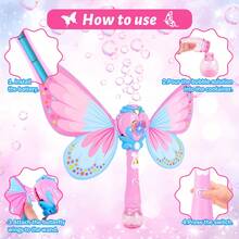 Musical Light Up Butterfly Fairy Stick Bubble Machine Toy Pink - Pink - View 6