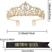 Vương miện pha lê vàng lấp lánh đính đá Rhinestone Vương miện vàng đen cho tiệc sinh nhật và vương miện cho nữ Bộ trang trí tiệc sinh nhật Phụ kiện tóc pha lê lấp lánh - màu đen - Xem 3