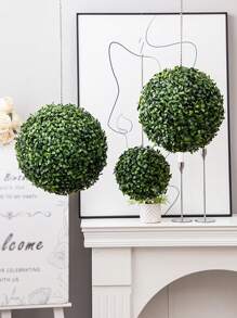 1 个人造米兰草球，绿色装饰，两种尺寸可选，人造植物，易于移除，易于护理，花园装饰，学校宿舍办公室装饰，户外派对活动节日生日派对装饰，婚礼季节