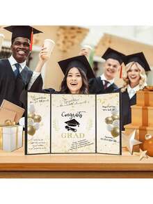 2025 Graduation Guest Book - Elegant Graduation Party Decorations In Gold And Black Design, Congratulations On Your Graduation! Sky Theme, Perfect Gift For Her, Son, Daughter Or Graduate, Graduation Party Decorations