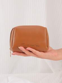 1pc Small Vegan Leather Travel Makeup Bag, Can Be Used As Wallet, Large Opening Design With Compartments And Zipper, Women's Cosmetic Organizer, Christmas Gift, Travel Essential, Women's Travel Gift, Makeup Bag, Clutch/Handbag, Cosmetic Storage Bag, Makeup Pouch, Makeup Brush Holder, Mini Makeup Bag, Large Capacity Makeup Bag, Women's Gift, Christmas Gift, Recommended Women's Gift - Multicolor - View 3