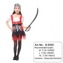 Caribbean Pirate Girl Suit,Pirate Themed Event Costumes, Girl Pirate Role-Playing Set,Suitable For Carnival Party - Multicolor - View 15
