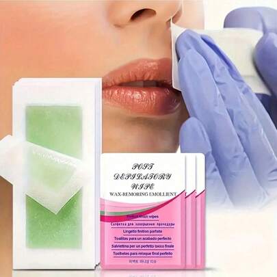 Facial Wax Strips - Hypoallergenic For All Skin Types - Women With Facial Hair Loss - Home Wax Pack 10 Pieces (20 Sheets) Facial Wax Strips - Aloe Vera Scent, Rose Scent