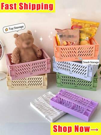 小型柔和塑料储物篮，可折叠整理箱，节省空间的迷你箱，适用于教室、厨房、办公室、卧室。迷你塑料篮，用于架子储物整理，小型塑料篮，折叠式储物箱，适用于家庭厨房教室卧室浴室办公室。办公室储物用品›储物箱。