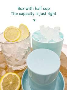 1pc Multi Grid Plastic Ice Cube Mold, Simple Bucket Design Ice Cube Making Tray, With Lid, Suitable, Silicone Portable Ice Mold, Easy Release Silicone Ice Cube Mold, For Perfectly Shaped Ice Cubes, With Multiple Compartments And Simple Bucket-Shaped Design - Blue - View 6