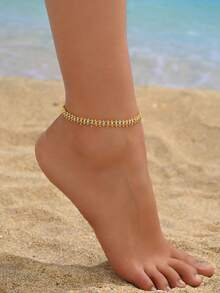 1 Pc Women Multicolor Beads Summer Anklet, Fashionable Ins Style, Suitable For Beach, Vacation, Daily Wear - Multicolor - View 2
