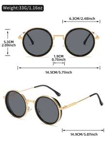 LINFEMAND 复古渐变色圆形装饰时尚眼镜，适合女士，适合派对、街拍、节日礼物 - 彩色 - 查看 10