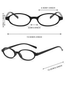 1副女士黑色椭圆形PC镜框小号INS复古风素面眼镜，适合日常佩戴 - 黑色 - 查看 6