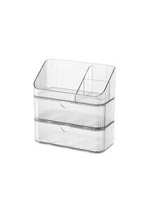 1 pieza, Caja de almacenamiento de maquillaje, Caja de almacenamiento de cosméticos transparente de material PET de lujo con múltiples compartimentos y cajones, para escritorio, baño, oficina, productos de cuidado de la piel, cosméticos y brochas de maquillaje. - Multicolor - Ver 7