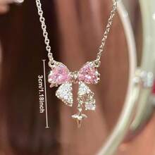 1pc Bow Necklace, Sweet Cool Collarbone Chain Hundred Pendant Jewelry