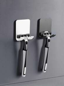 2pcs Plastic Manual Razor Holder Hooks, Self-Adhesive No Drill Stronghold Razor, Clothes, Umbrella Organizer Back To School