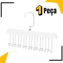 Multipurpose Hanger Kit With 8 Hooks For Clothes Ties Bras Necklaces Wood Compact - White - View 6