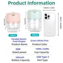 Electric Garlic Masher, Portable Mini Garlic Chopper, Garlic Blender, Household Electric Garlic Press, Wireless Garlic Mincer, Garlic Slicer, Portable & Compact Design, Easy To Use Kitchen Tool