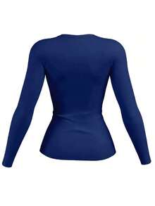 KIT 4 Women's Second Skin Shirt UV+50 Sun Protection Long Thermal T-Shirt Winter And Summer Fashion GJR Modas - 藏蓝色 - 查看 3