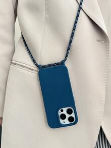 钥匙扣、挂绳 Ins 新款纯色TPU手机壳时尚挂绳可斜挎，兼容苹果