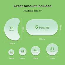 Pimple Patches (6 Sizes 138 Patches), Acne Patches For Large Zit Breakouts, Hydrocolloid Bandages For Face, Chin, Nose, Forehead, Body, Back, Neck & Chest, Oval Hydrocolloid Acne Patches - 6 kích cỡ (138 miếng vá) - Xem 2