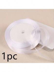 1 条白色缎带，多种宽度：0.6/1/1.5/2/2.5/4/5 厘米、缎带蝴蝶结、彩色缎带、涤纶缎带、礼盒丝缎带、提花缎带 - 白色 - 查看 11