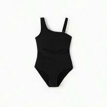 Family Matching Stripe Swim Trunks Or One-Piece Strap Swimsuit - 黑色 - 查看 4