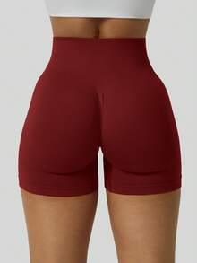 NcmRyu 1 pieza Pantalones cortos deportivos versátiles de Navidad para mujer, de unicolor, elásticos y ajustados - Rojo - Ver 7