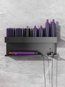 壁挂式吹风机支架，用于收纳美发配件、吹风机和卷发棒，无需钻孔即可安装，可用作吹风机支架、美发工具收纳盒、浴室美发工具整理架。 - 彩色 - 查看 11