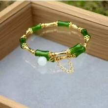 1 Pc Bamboo & Glass Pendant Bracelet, Unique Design For Women, Elegant & Charming, Delicate & Soft Jewelry, Expressing Appreciation For Others, Integritas, Suitable For Everyday Wear - The Best Gift