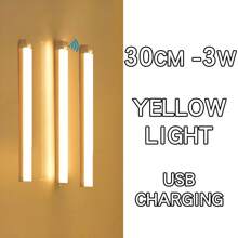 1 pezzo/3 pezzi Striscia luminosa a LED con sensore intelligente, installazione magnetica, ricarica USB, luce notturna a colore caldo, adatta per cucina, armadio, corridoio e scale, camera da letto, illuminazione notturna, cucina, scrivania ecc.