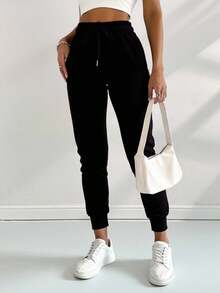 Pants Jogger Deportivo Para Mujer Con Jareta De Ajuste - Negro - Ver 3