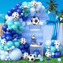1 set de globos numerados de 32 pulgadas con temática de fútbol (5, 6, 7, 8, 9, 10, 11, 13 o edades), globos azul marino adecuados para partidos deportivos, cumpleaños, vacaciones, decoración de fiestas, decoración de arco - Multicolor - Ver 5