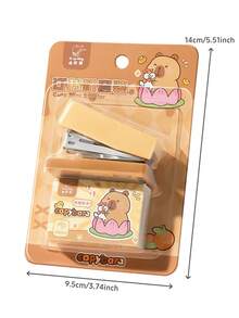 1pc Cute Capybara And Panda Desktop Stapler With Staples, Small Mini Office Stapler, Kids Cartoon Staplers For Desk, Handheld Staplers For Home Office , Back To School Gifts - Multicolor - View 3