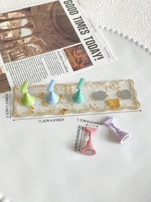Acrylic Rhinestone Gold Foil Nail Art Palette, Brush Holder, Nail Practice Tip, Resin Crystal Beads And Laser Flower Decor DIY Kit - For Home Salon, Bridal, Valentine, Mother, Sister, Girlfriend