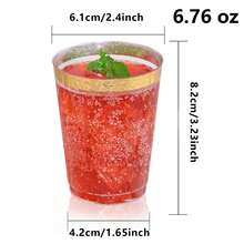 100个金边杯，200毫升/270毫升/300毫升三种容量可选，透明平底杯，饰以优雅金边，适用于婚礼、感恩节、圣诞节等场合。 - 金色 - 查看 7